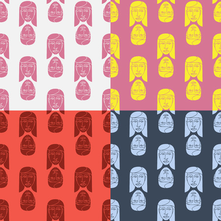 Four seamless pattern boys and girls on the bright backgroundのイラスト素材