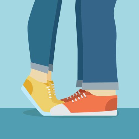 Kiss on the street can see the legsのイラスト素材