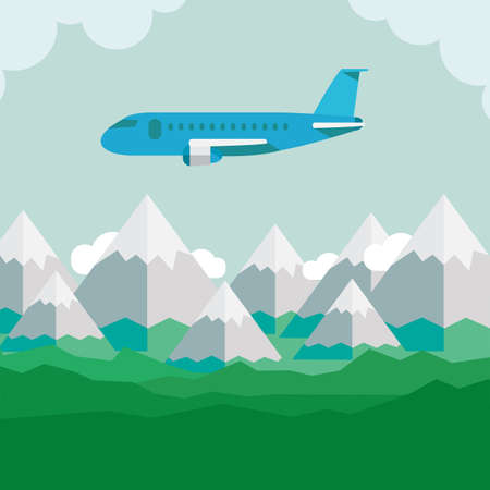 aircraft in flight above the groundのイラスト素材