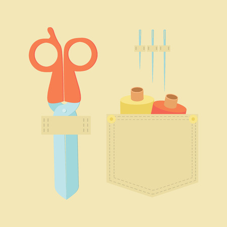 sewing supplies on the belt hostessのイラスト素材