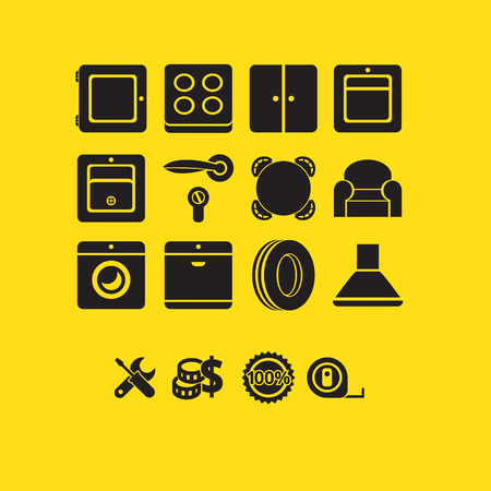 flat icons furniture and fittingsのイラスト素材