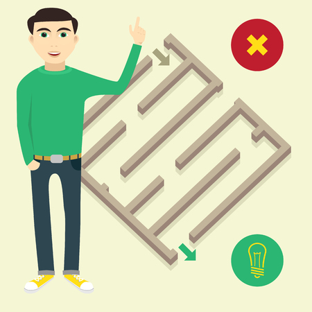 man in search of solutions or new ideasのイラスト素材