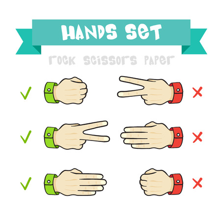 set of cartoon hands various gesturesのイラスト素材