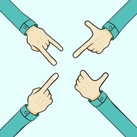 set of cartoon hands various gesturesのイラスト素材