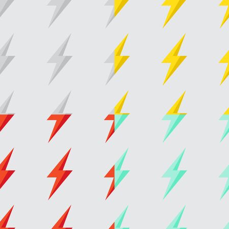 Seamless pattern with bright lightning on a light background