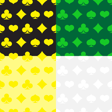 set of seamless patterns with suits of cardsのイラスト素材
