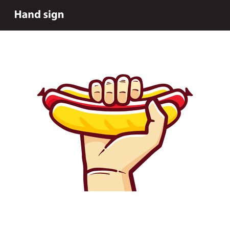 The sign for the fast food cafe selling hot dogsのイラスト素材