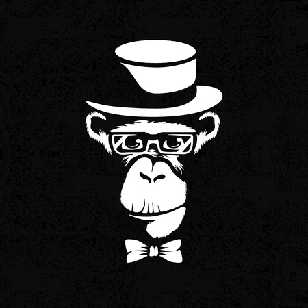 Sign with human-monkey in a hatのイラスト素材