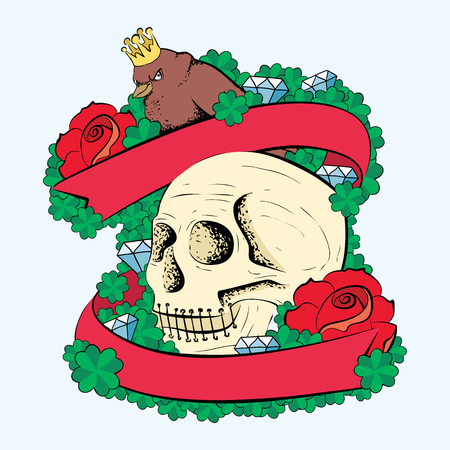 Illustration of the skull, skull sketchのイラスト素材