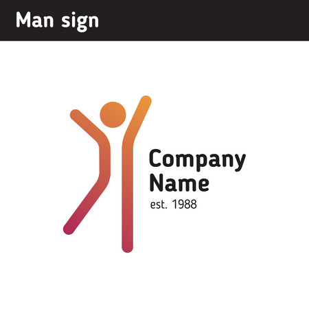 Simple sign man jumps up handsのイラスト素材