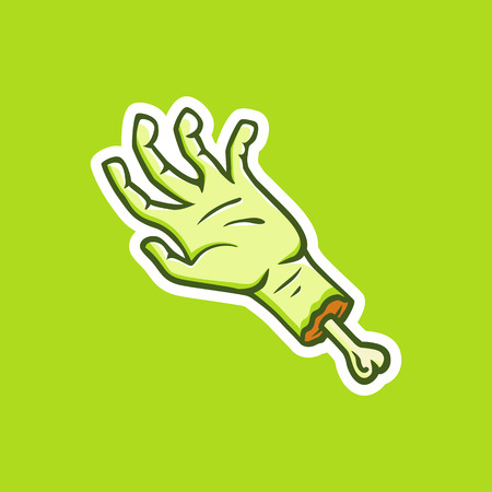 Illustration of a zombie hand in the form of a stickerのイラスト素材
