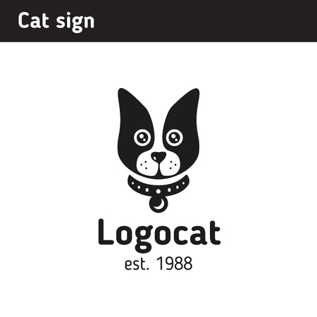 Sign of a pet, cat's face, for a store or a veterinary hospital.のイラスト素材