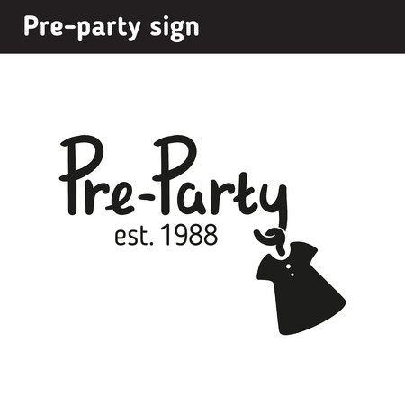 A logo for the service for the selection of dresses for parties or party organizer, Pre-Party written in a unique font.のイラスト素材