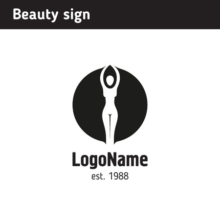 Illustration or logo in the form of a silhouette of a girl, a theme of beauty and health, fitnessのイラスト素材