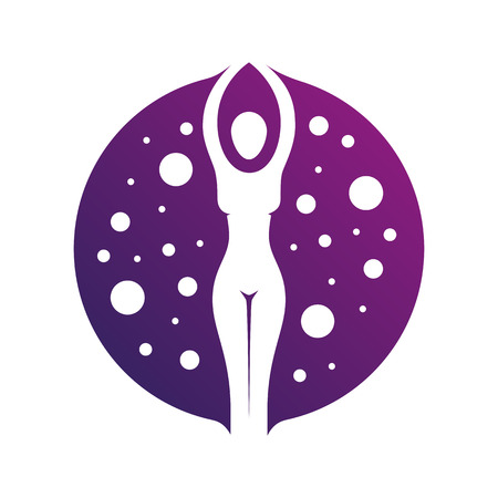 Illustration or logo in the form of a silhouette of a girl, a theme of beauty and health, fitnessのイラスト素材