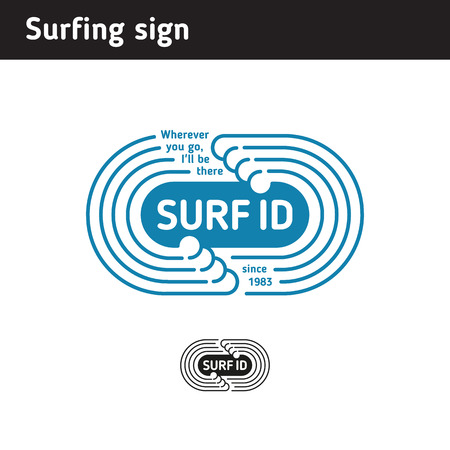 logo for surf school or surf hire, in the form of a waveのイラスト素材