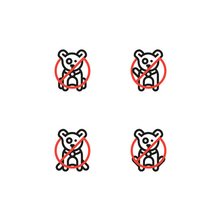 Prohibiting signs in the form of dogs, iconsのイラスト素材