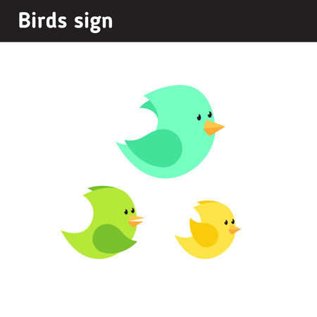 illustration of three birds, in a flat styleのイラスト素材