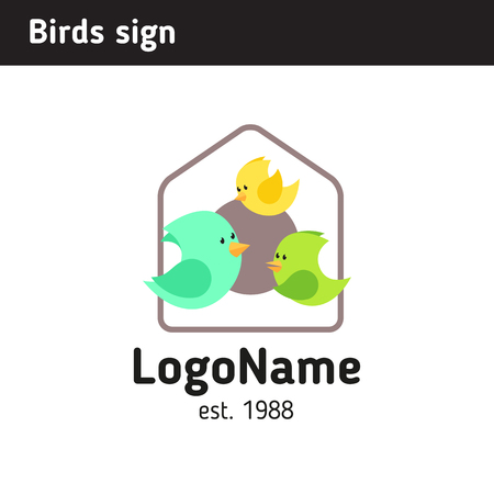 A bird sign near the birdhouse, a sign for the children's educational centerのイラスト素材