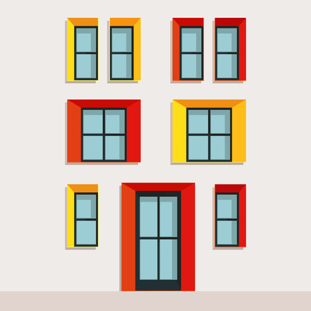 Illustration modern facade of a building, bright facade.のイラスト素材