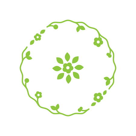 Herbal frame in a modern style, in the form listem forming the wreathのイラスト素材