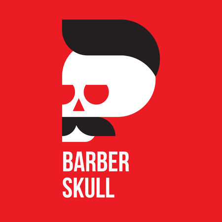 illustration skull with beard and mustache, for barbershop or halloweenのイラスト素材
