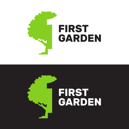 Sign tree and silhouette of 1 or houseのイラスト素材