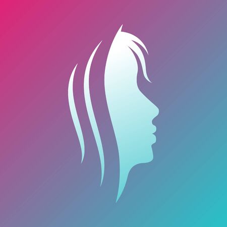 Sign profile of a girl, for a beauty salon, beauty industryのイラスト素材