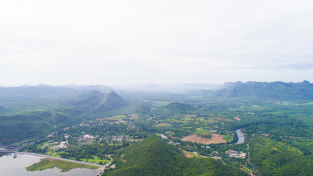 Tha Thung Na dam, Kanchanaburi, Thailand, July 2016 : dam generate electricity. surround with mountains, water, village, homestay and villages.のeditorial素材