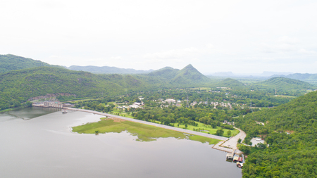 Tha Thung Na dam, Kanchanaburi, Thailand, July 2016 : dam generate electricity. surround with mountains, water, village, homestay and villages.のeditorial素材