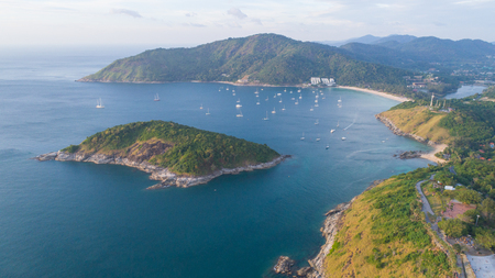 Aerial view of Promthep cape, Phuket, Thailandの写真素材