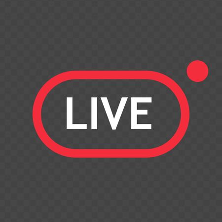 Live streaming flat - red vector design element with play button. Vector stock illustrationのイラスト素材