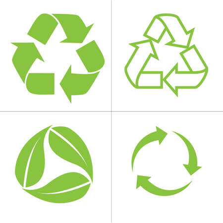Recycled cycle arrows vector icon set illustration isolated on white background. Recycled eco vector icon.のイラスト素材