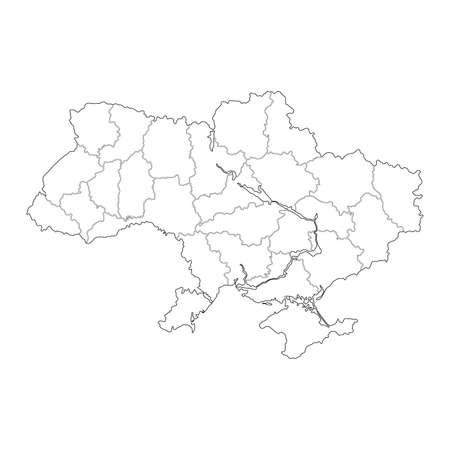 Map of Ukraine. silhouette of the borders of Ukraine. Independent state. Vector illustration flat line design. Isolated on white background.のイラスト素材