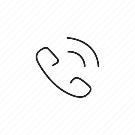 Phone talk linear icon. Landline phone communication. Thin line illustration. Customer service. Infocenter. Handset with speech bubbles. Contour vector isolated outline drawing. Editable stroke.のイラスト素材