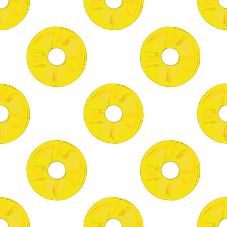 Fresh Pineapple seamless vector background.pineapple sliced pattern, Summer colorful tropical textile print.のイラスト素材