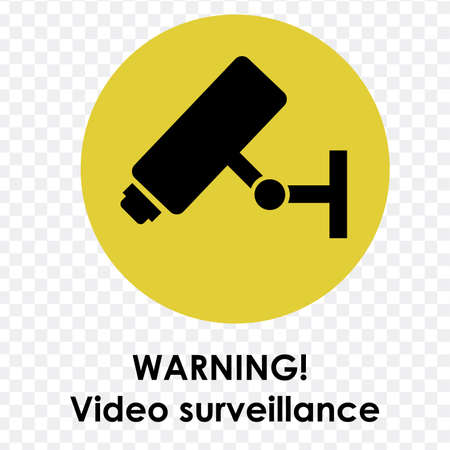 24 hours video surveillance. Vector video surveillance sign with the inscription. Empty outline, flat style.のイラスト素材