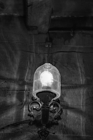 Very beautiful burning nostalgic lamp at nightの写真素材