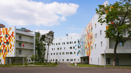 RAMENSKOYE, MOSCOW REGION, RUSSIA - MAY 13, 2018: Regional Center Of Motherhood and Childhood. View of the new building of the Regional Perinatal Center on the territory of the district hospital campus.のeditorial素材