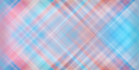 Abstract soft pattern of pastel blue and pink diagonal checkered lines. Smooth textile textured background. Color of the year 2019 - Living Coral. Creative backdrop with copy space for print and web design.の写真素材