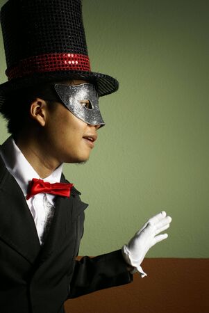 Man in mask and top hatの写真素材