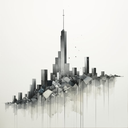abstract image of a skyscraper on a white background, digital paintingの素材