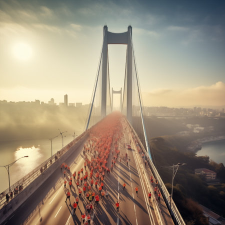 Cable-stayed bridge over the Danube in Budapest, Hungaryの素材