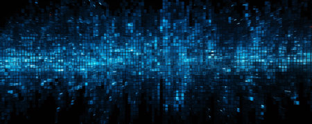 Abstract blue matrix digital technology background. Big data concept. 3D Renderingの素材