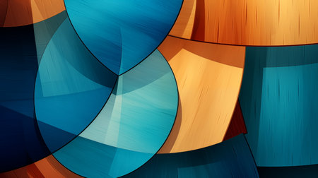 abstract background with colorful circles in blue and orange colors. 3d renderingの素材