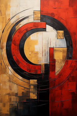 abstract color design art illustration  - red, black and yellowの素材
