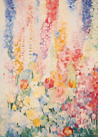 Abstract watercolor background with flowers in pastel colors. Hand drawn illustration.の素材