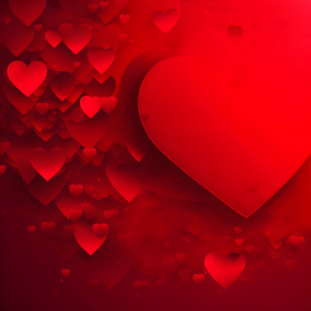 Valentine's day background with red hearts. Vector illustration.の素材