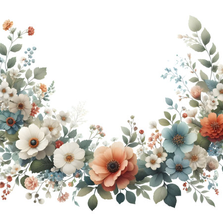 Beautiful watercolor summer flowers. Handmade. Vector illustration.の素材