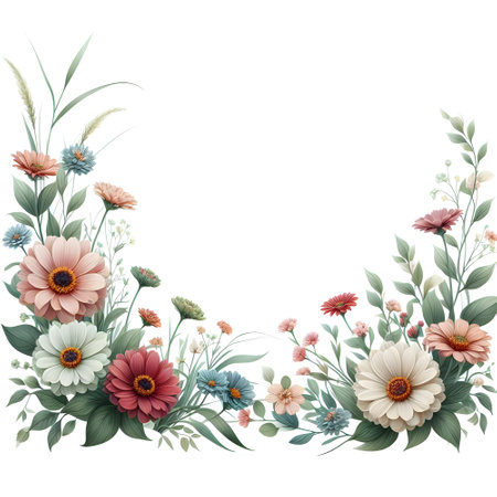 Floral frame. Hand drawn watercolor illustration. Isolated on white background.の素材